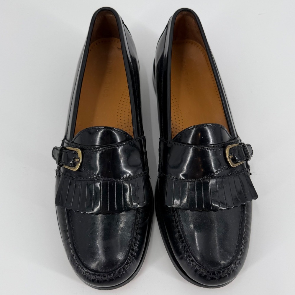 Cole Haan Mens Black Leather Kiltie Buckle Loafers Dress Shoes Size 10 D 03518